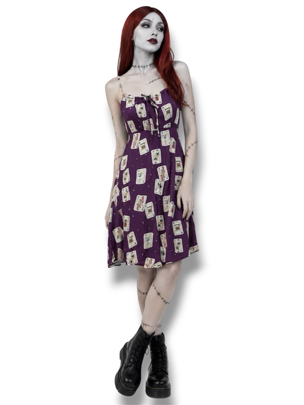 Disney The Nightmare Before Christmas Playing Cards Allover Print Slip Dress